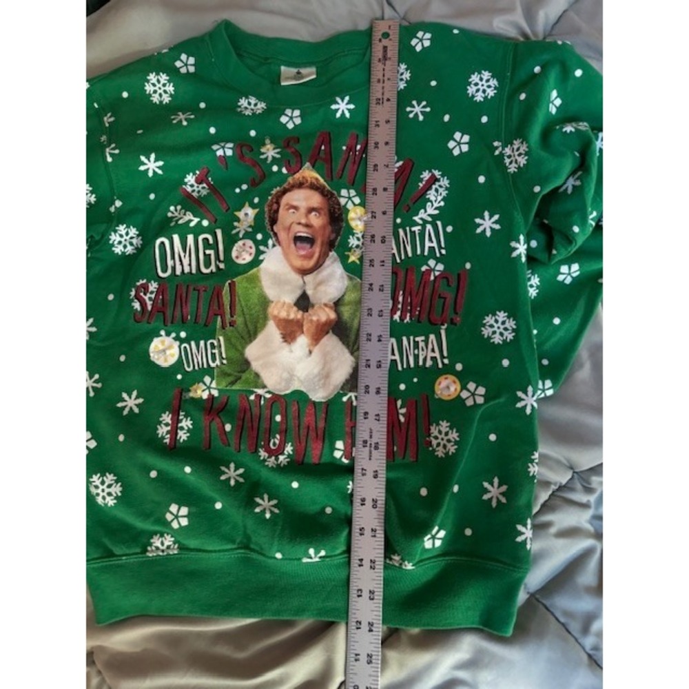 Buddy Elf Juniors XS‎ (1) Christmas Sweatshirt SANTA I KNOW HIM Lights NO Work - Picture 10 of 11